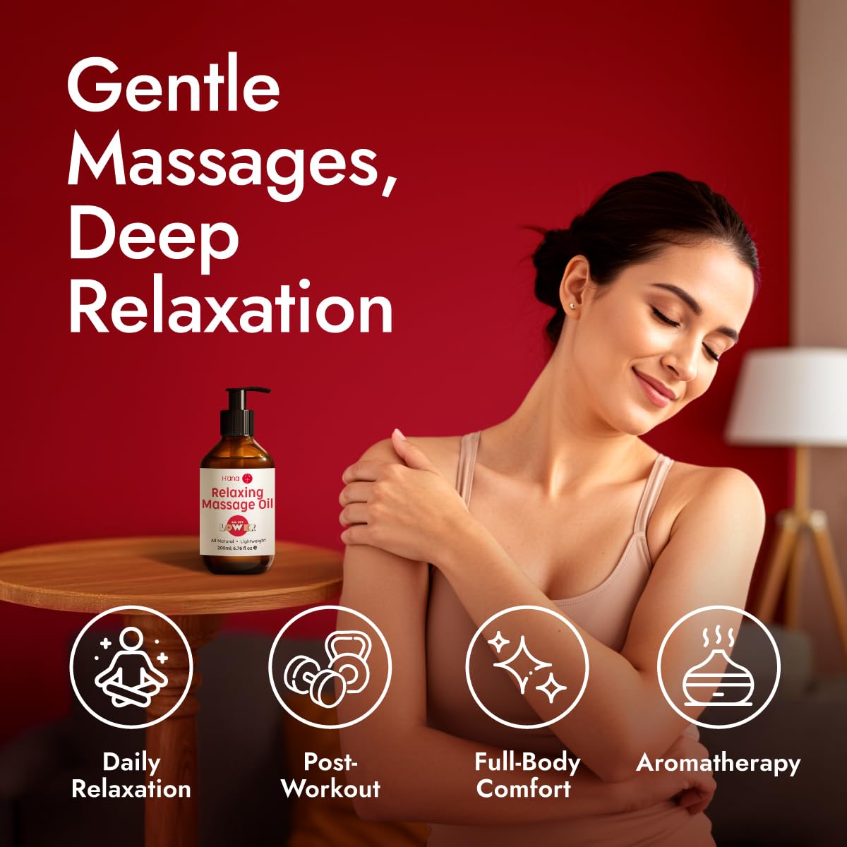 H'ana Relaxing Massage Oil – 6.76 Fl Oz | Pure Vanilla Body Oil