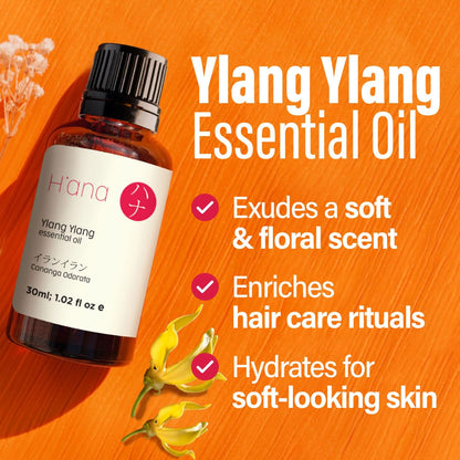 H'ana Ylang Ylang Essential Oil – 1.02 Fl Oz | Hair, Skin, Diffuser, Aromatherapy, DIY Candle & Soap Making