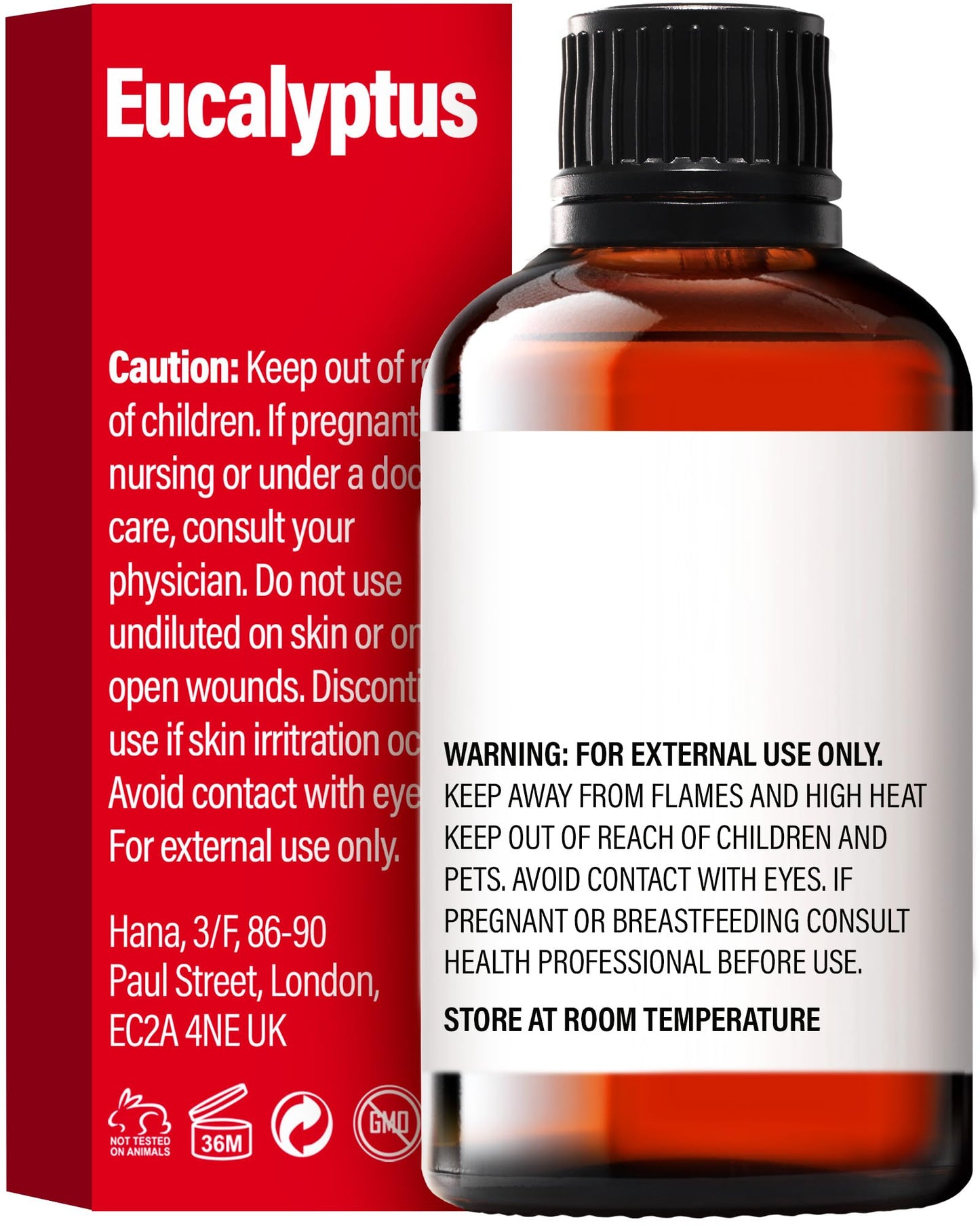 H'ana Eucalyptus Essential Oil - 1.02 Fl Oz for Hair, Skin, Diffuser & DIY