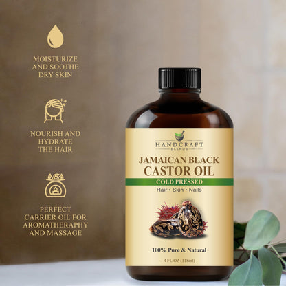 Handcraft Blends Cold-Pressed Jamaican Black Castor Oil - 4 oz | 100% Pure & Natural