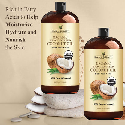 Handcraft Blends Organic Fractionated Coconut Oil - 28 Fl Oz | Pure, Natural Carrier Oil for Skin & Hair