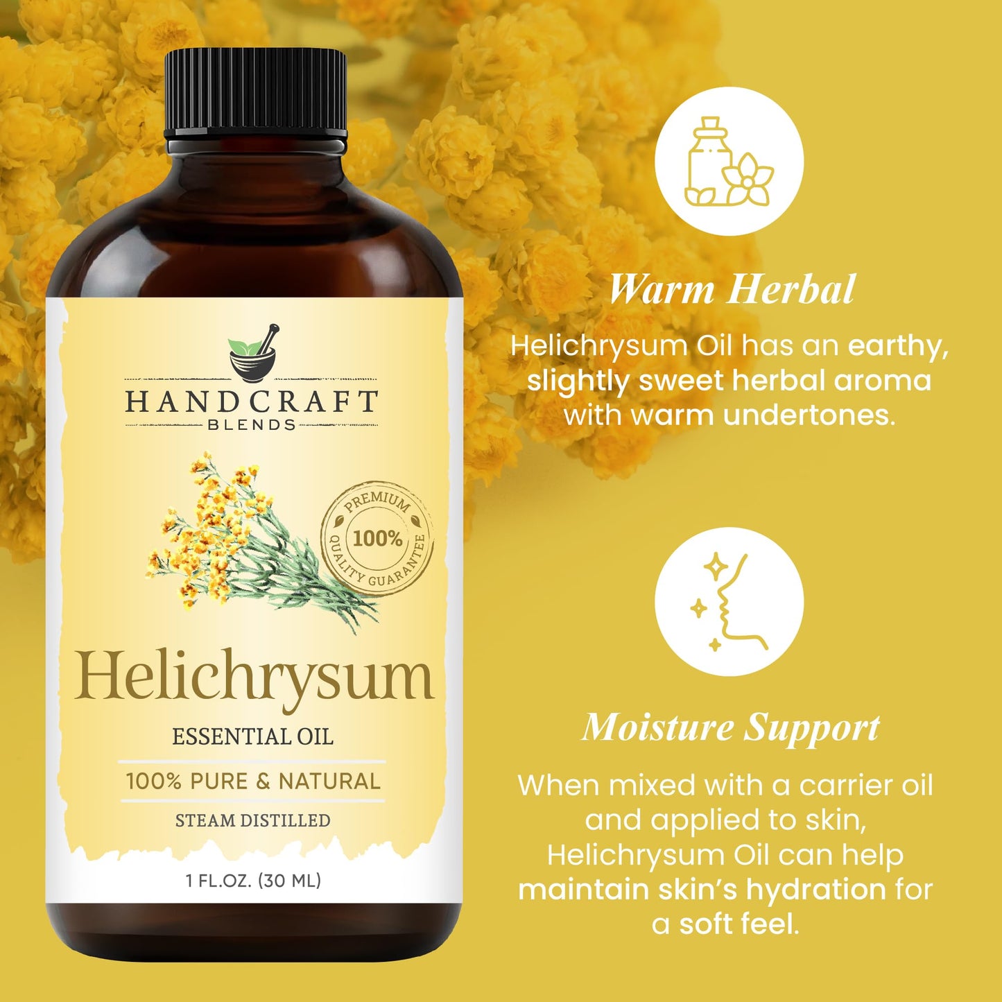 Handcraft Blends Helichrysum Essential Oil – 1 Fl Oz | 100% Pure