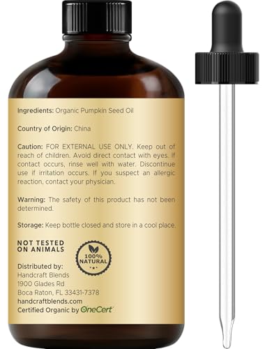 Handcraft Blends Cold-Pressed Organic Pumpkin Seed Oil – 4 Fl Oz (Pack of 3) – 100% Pure Carrier Oil for Hair, Skin, Nails & Massage