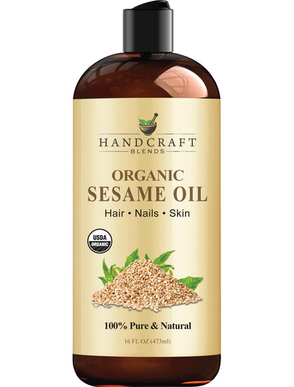 Organic Sesame Oil 16 oz - 100% Pure, Expeller-Pressed & Hexane-Free