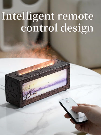HapIntlNex Essential Oil Diffuser Ultrasonic Fireplace Flame | Auto Shut-Off | 7-Color LED