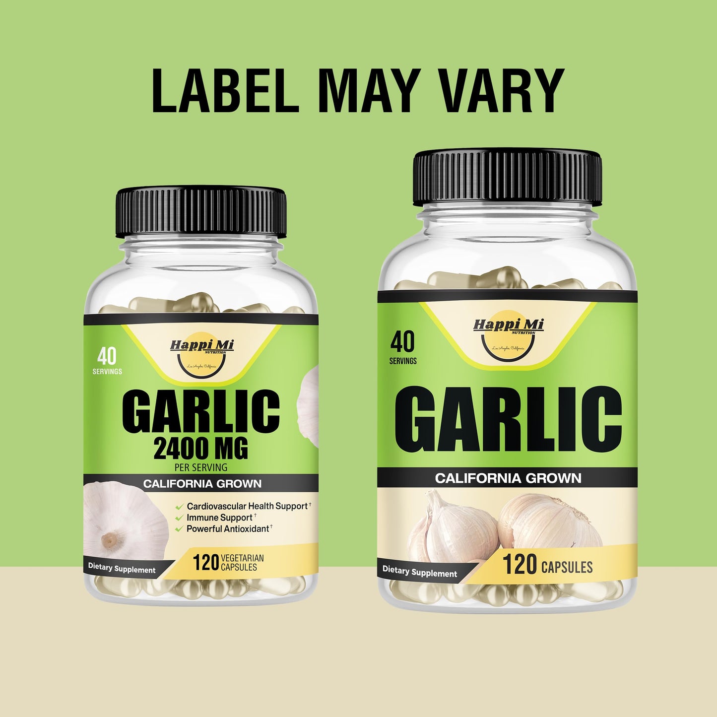 Happi Mi Garlic Capsules 2400mg – Organic California Garlic, Immune Support