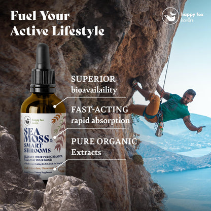 HAPPY FOX Irish Sea Moss Drops & Mushroom Tincture - 7 Adaptogenic Mushrooms