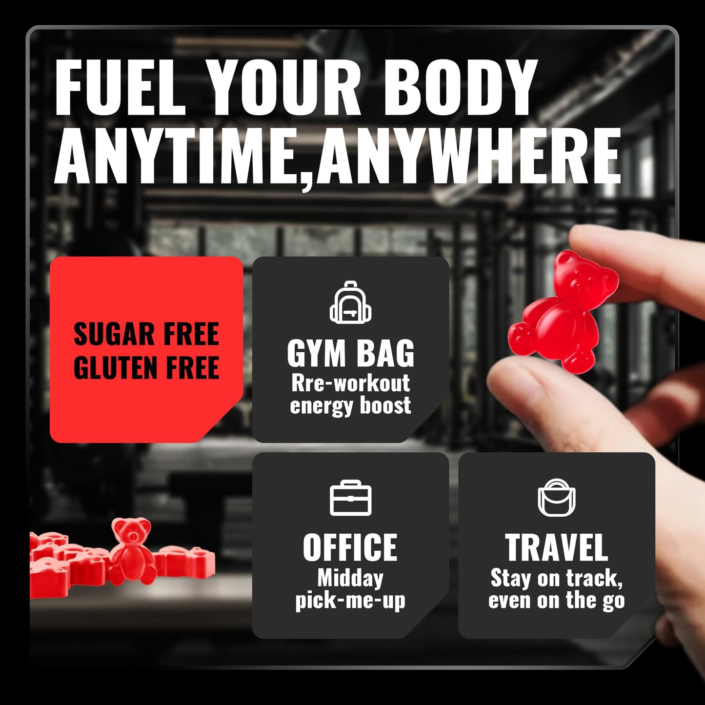 Happyummmm Creatine Monohydrate Gummies 2.5g per Gummy - Strawberry 90 ct | Vegan, Gluten-Free, Non-GMO