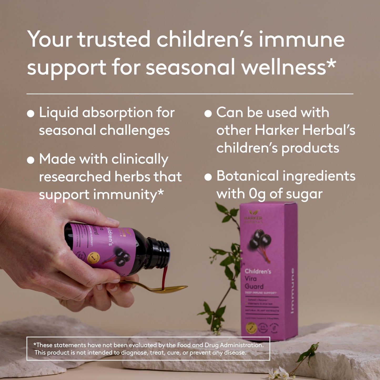 Harker Herbals Children's Immune & Wellbeing Herbal Syrup | Daily Immunity with Elderberry, Echinacea & Olive Leaf (5.1 fl oz)