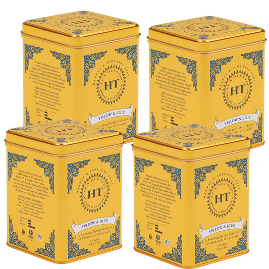 Harney & Sons Yellow and Blue Herbal Tea – Chamomile & Lavender, 20 Count per Tin (Pack of 4)