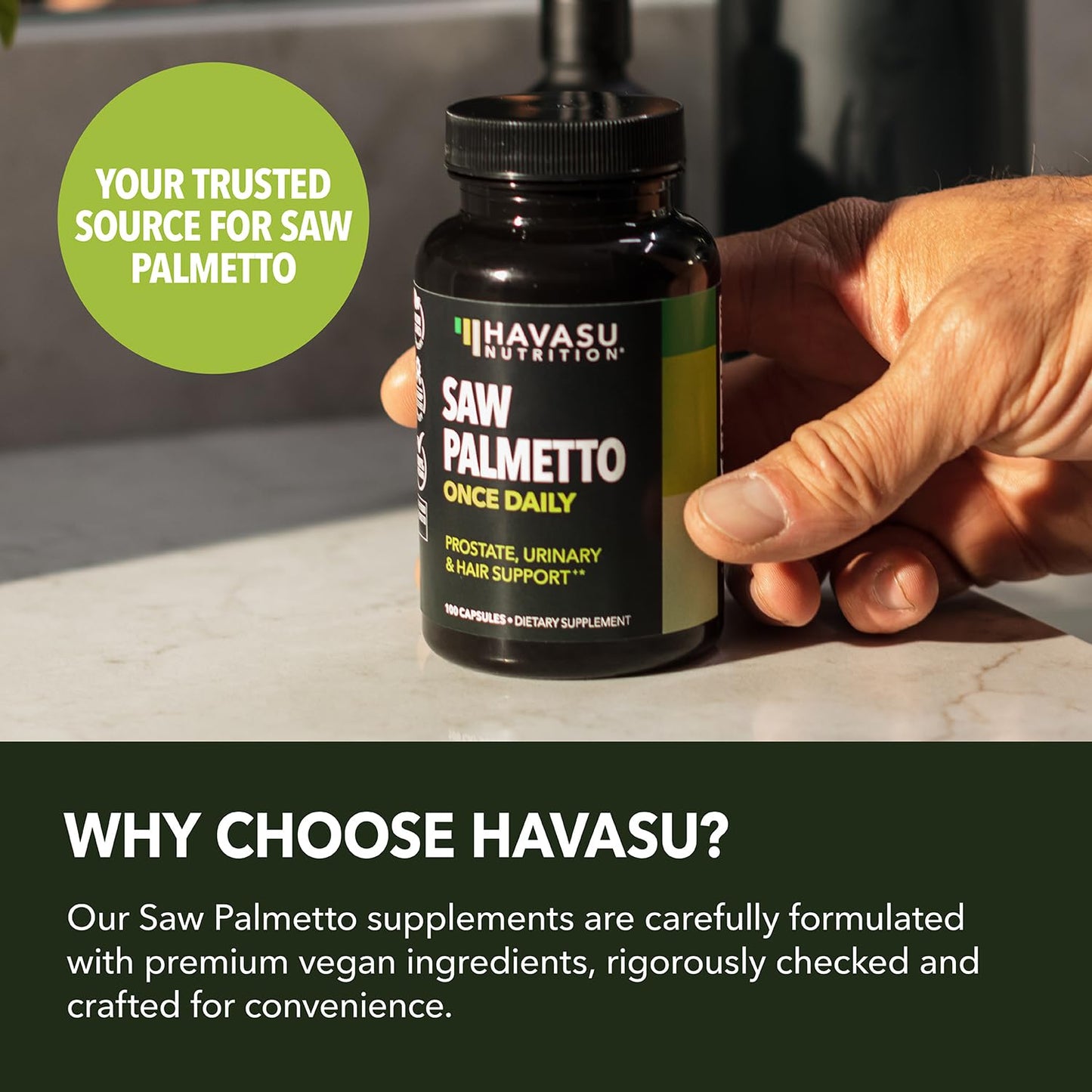 HAVASU NUTRITION Saw Palmetto for Men – Prostate Support & DHT Hair Health (500mg)