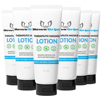 8oz Therapeutic Massage Lotion – Unscented, Non-Greasy | HawkGrips (Pack of 6)