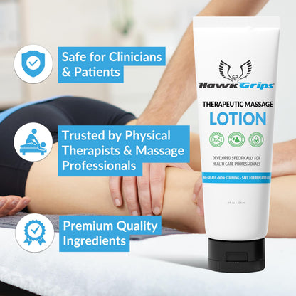 HawkGrips 8oz Therapeutic Massage Lotion - Unscented, Non-Greasy, Deep Tissue | Pack of 24