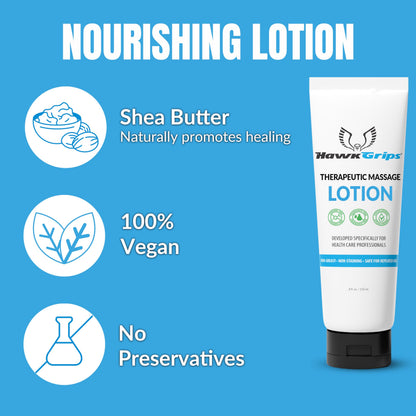 HawkGrips 8oz Therapeutic Massage Lotion - Unscented, Non-Greasy, Deep Tissue | Pack of 24