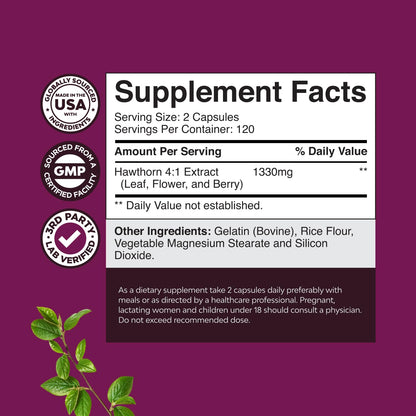 High Strength Hawthorn Berry Capsules 4-1 – Heart Health & Digestion (240 Count)