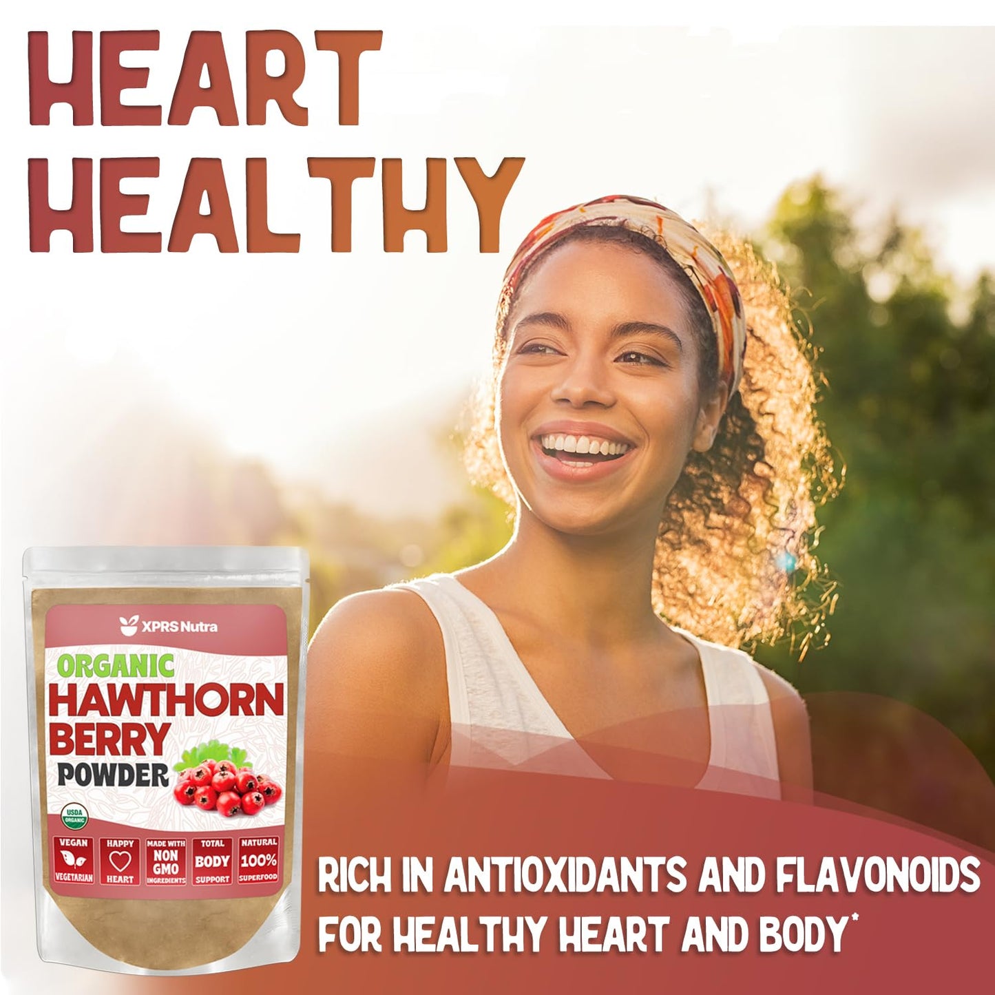 XPRS Nutra Organic Hawthorn Berry Powder - USDA Organic, Heart Health, Vegan, 4 oz