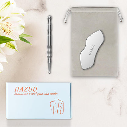 HAZUU Stainless Steel Gua Sha Tool & Acupuncture Pen – Deep Tissue Massage (JGS-3)