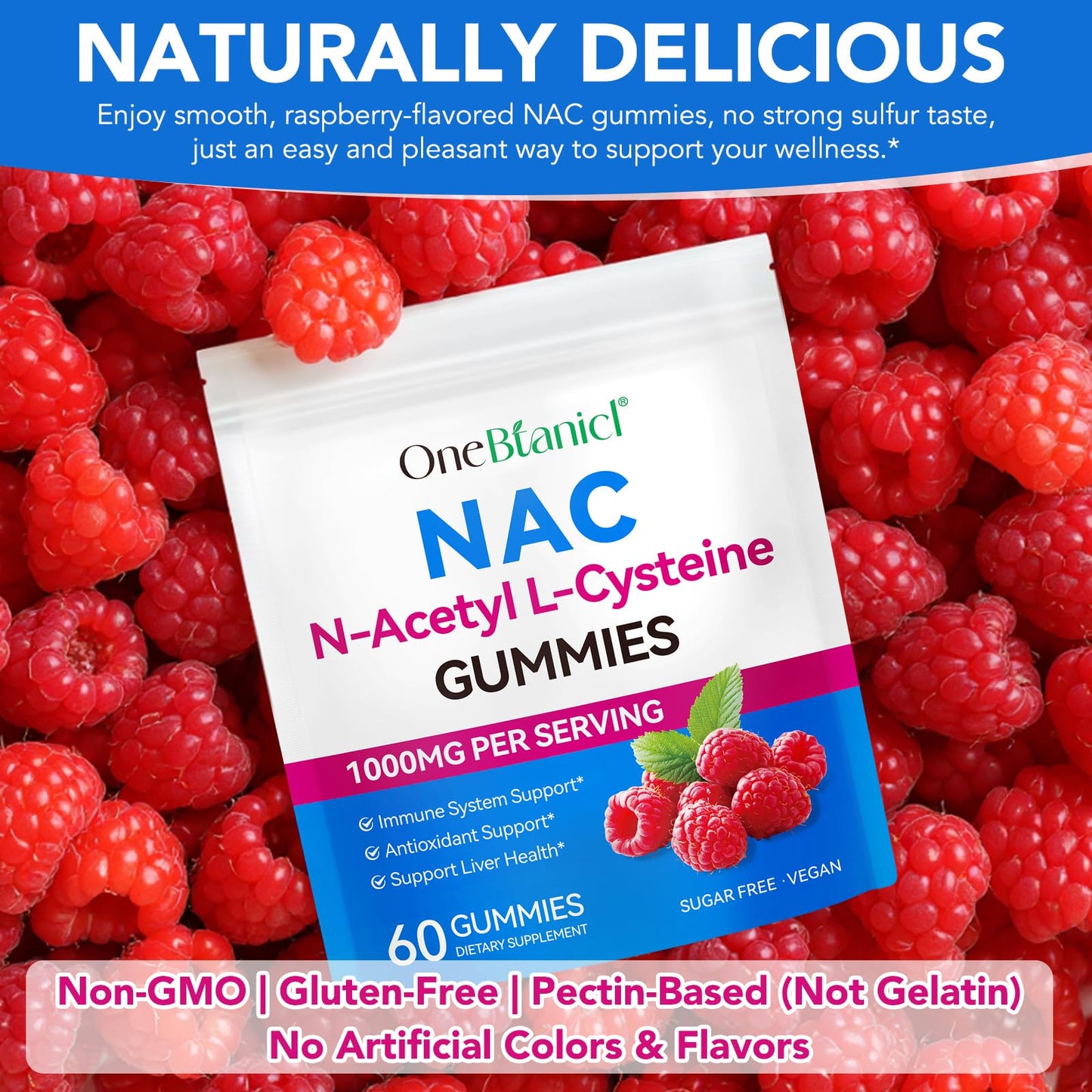 HBIKCLYC NAC Gummies | NAC Supplement for Immune Support | Sugar-Free, Non-GMO | 60 Count