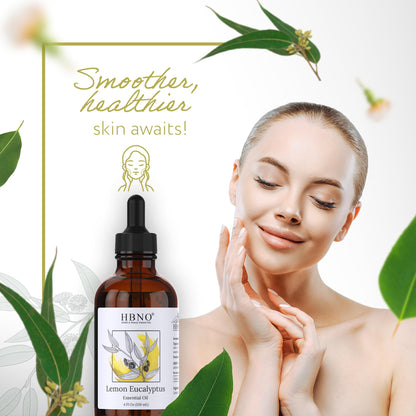 HBNO Lemon Eucalyptus Essential Oil - 4 oz (120 ml) - Natural | Cleaning, Aromatherapy & DIY