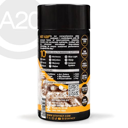 HCF A20 Microbead Brain Health Supplement | 20 Nootropics & 7 Advances