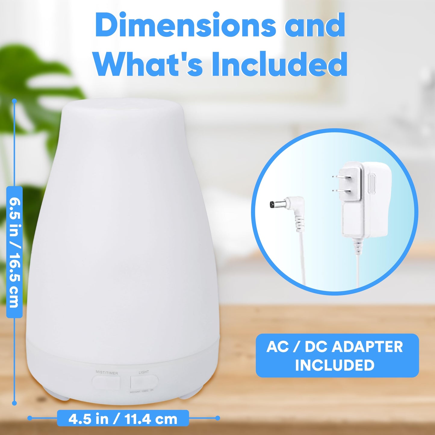 HDE Essential Oil Diffuser Aromatherapy – 7 Color LED, Auto-Off, Portable Humidifier (White)