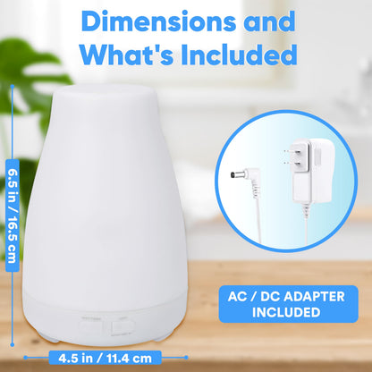 HDE Essential Oil Diffuser Aromatherapy – 7 Color LED, Auto-Off, Portable Humidifier (White)