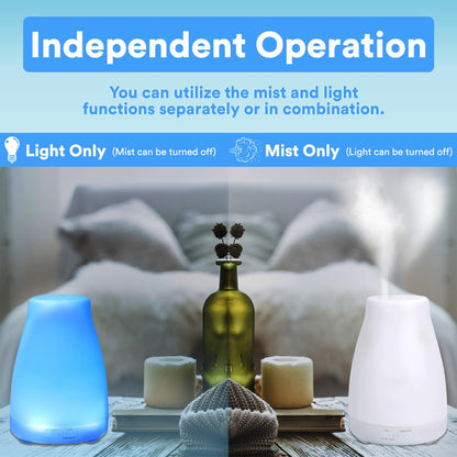 HDE Essential Oil Diffuser Aromatherapy – 7 Color LED, Auto-Off, Portable Humidifier (White)