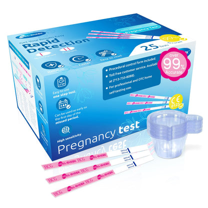 HEAL-CHECK Pregnancy Tests with Cup – Bulk 25 Count, 99% Accuracy