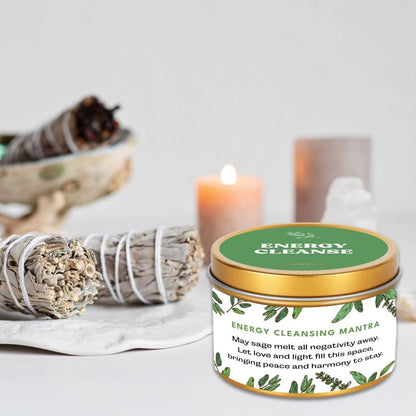 Healer's Garden Premium Sage Candle – Energy Cleansing Mantra, 6oz | Natural Soy, Paraben- & Phthalate-Free