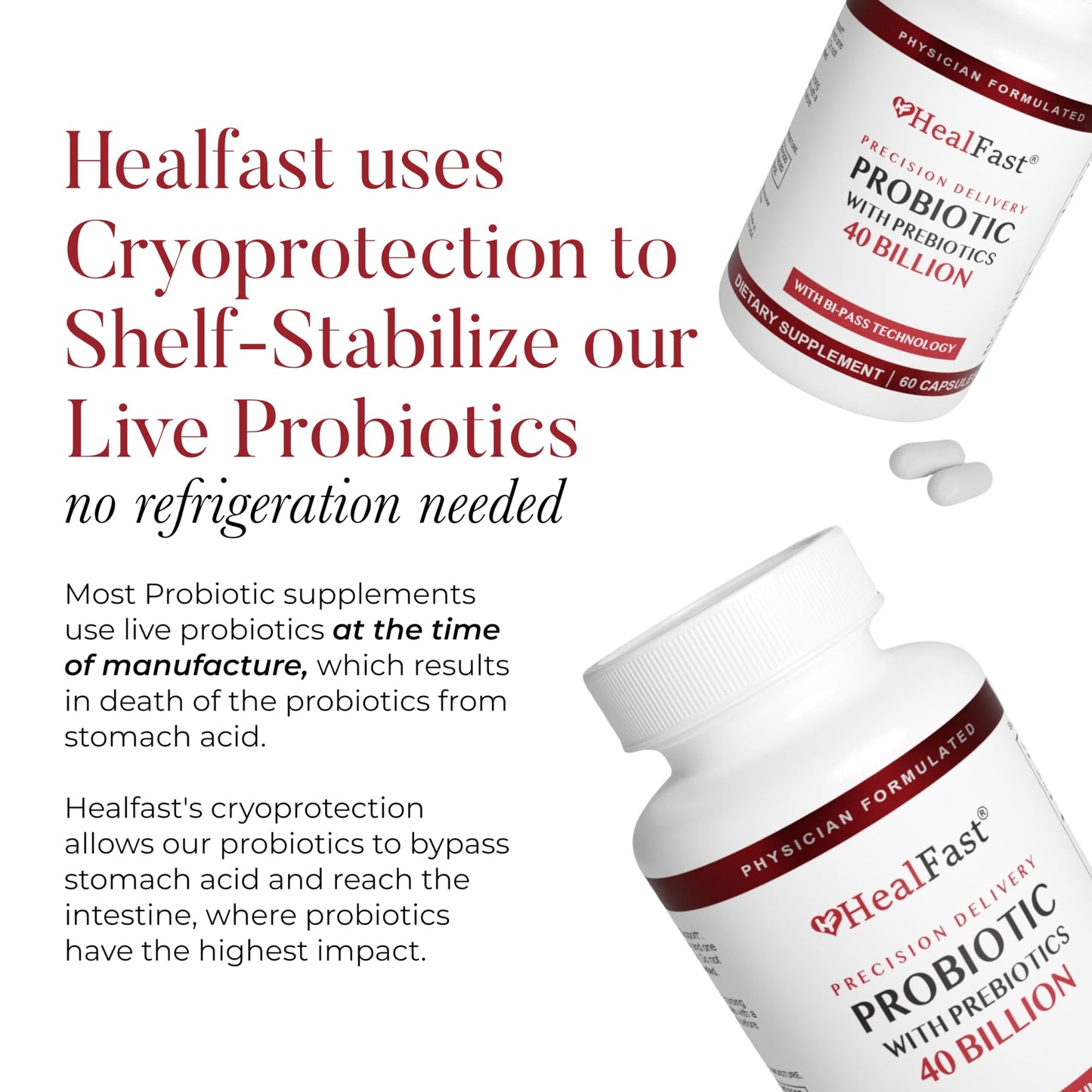 HealFast Physician Formulated Probiotic - 40B CFU | Gut Health | Non-GMO & Vegan | 30 Day Supply