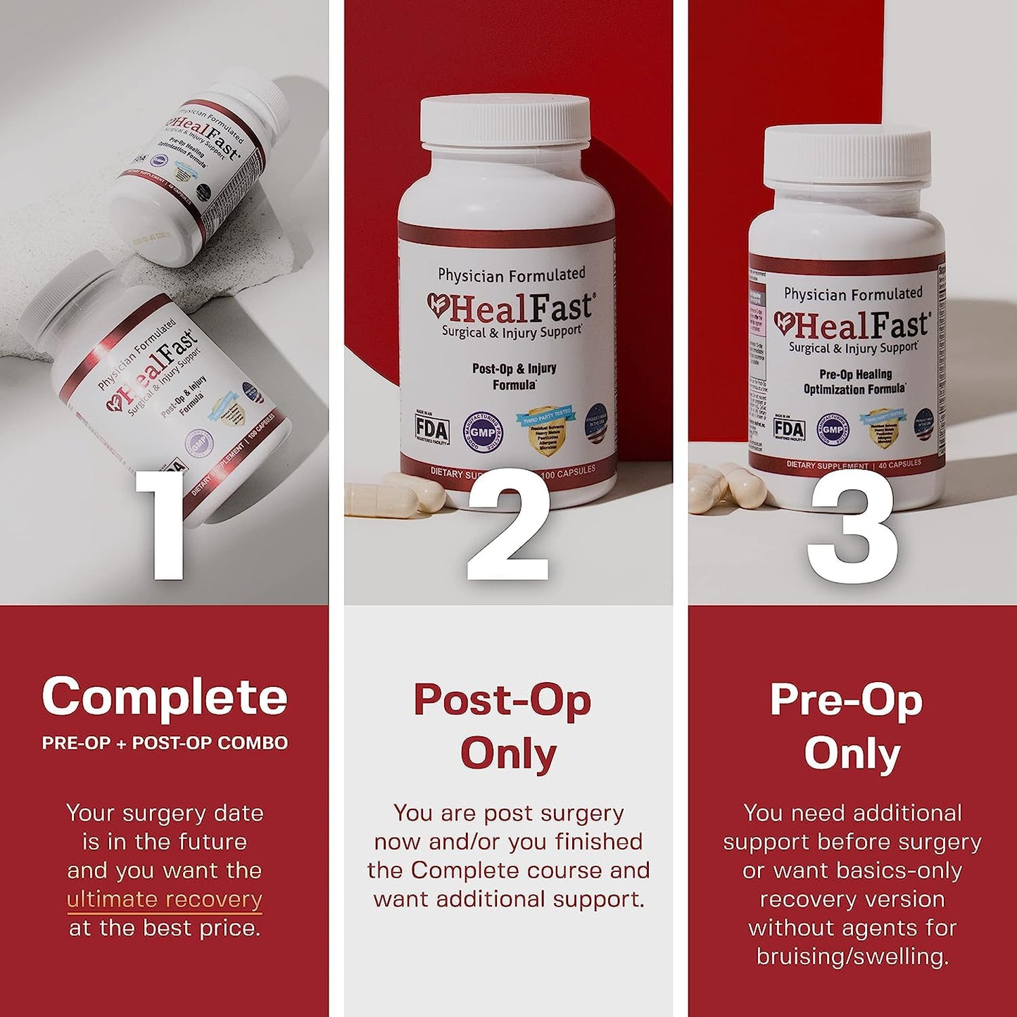 HealFast Complete Surgery Recovery Supplement – Pre & Post Op Support for Wounds, Scars & Bruising