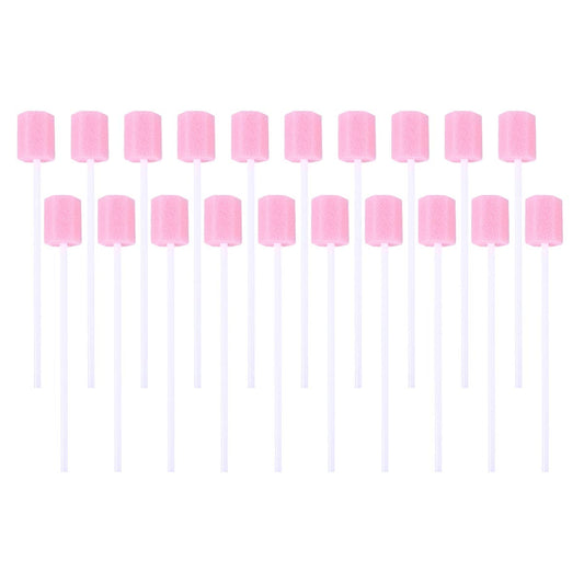Healifty 200Pcs Disposable Oral Swabs - Pink Mouth Cleaning Sponge for Oral Care