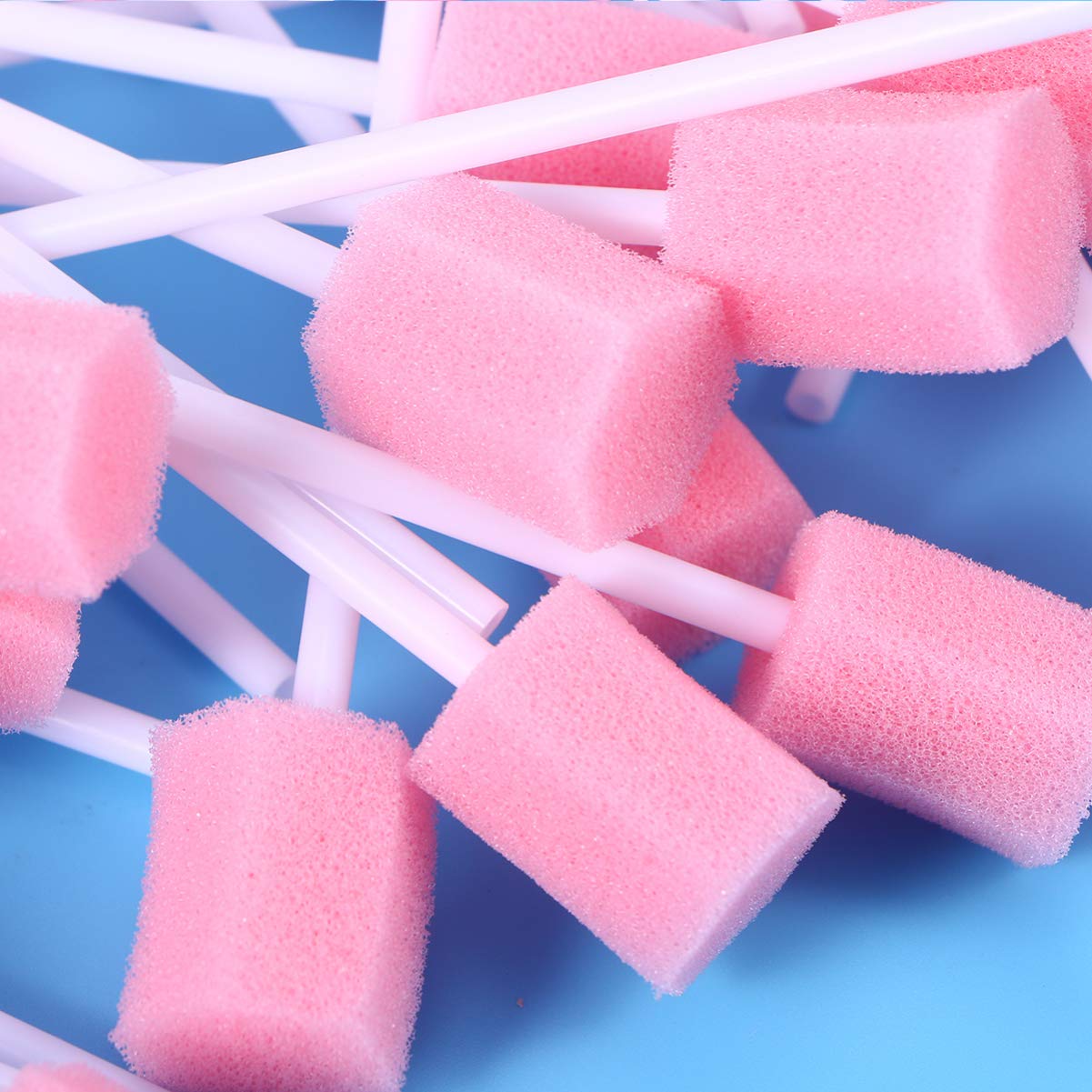 Healifty 200Pcs Disposable Oral Swabs - Pink Mouth Cleaning Sponge for Oral Care