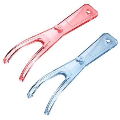 Healifty Dental Floss Holder - 2 Pack Reusable Floss Handles (Pink/Blue)