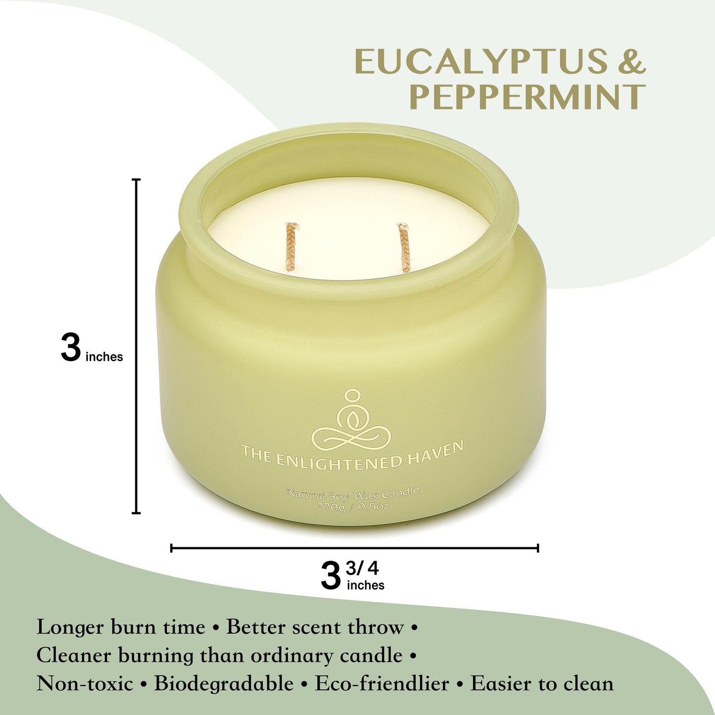 Healing 2-Wick Soy Candle – Eucalyptus & Peppermint | 9.5 oz