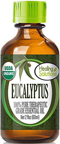 Healing Solutions Organic Eucalyptus Essential Oil 60ml/2oz – Pure Eucalyptus for Diffusers