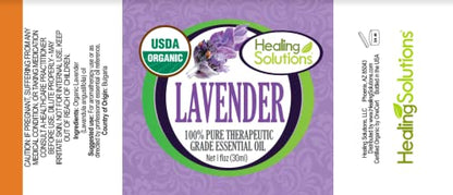 Healing Solutions Lavender Essential Oil 1 oz – Organic, Pure & Undiluted for Skin & Hair
