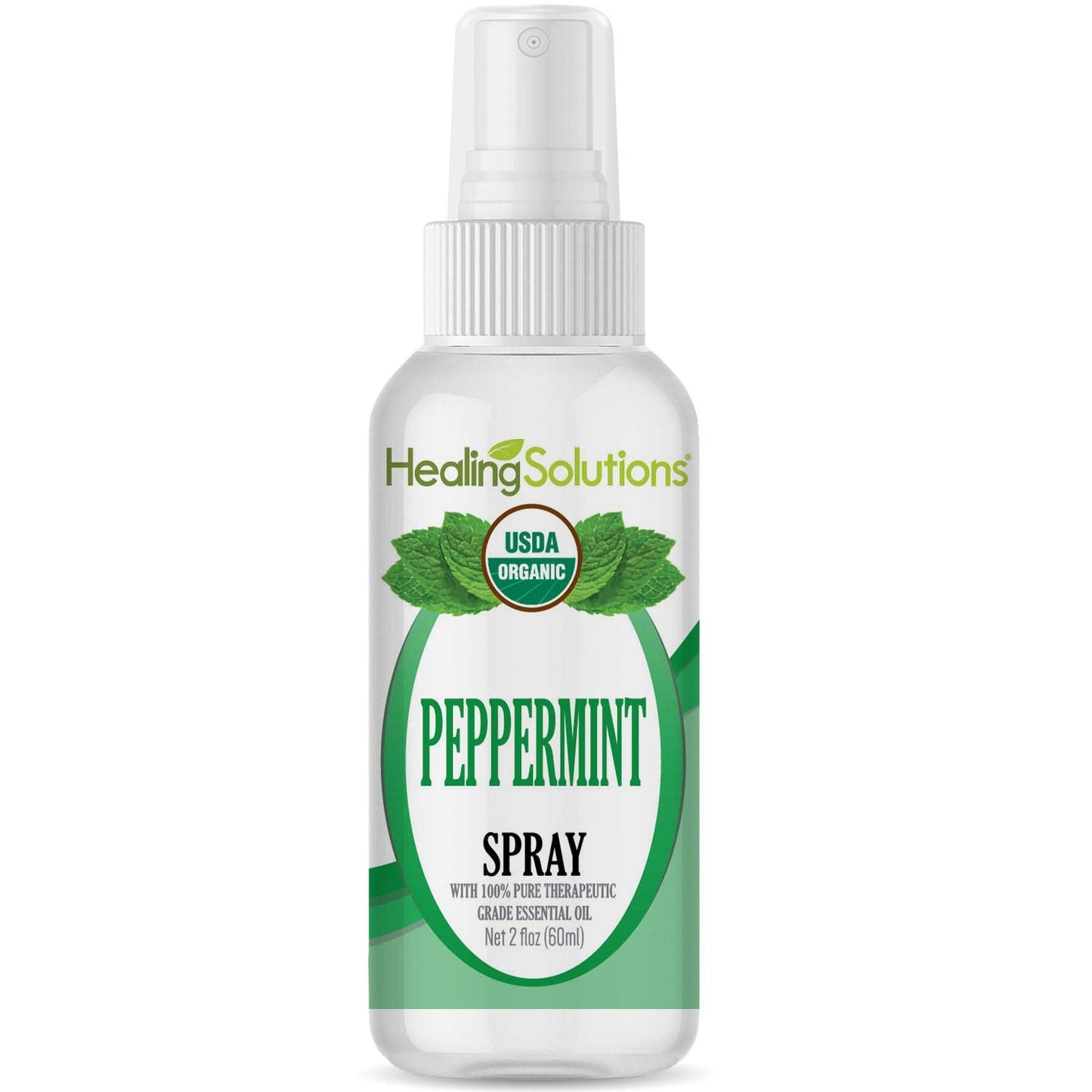 Healing Solutions Organic Peppermint Spray – 2 oz | USDA Organic Essential Oil Mist