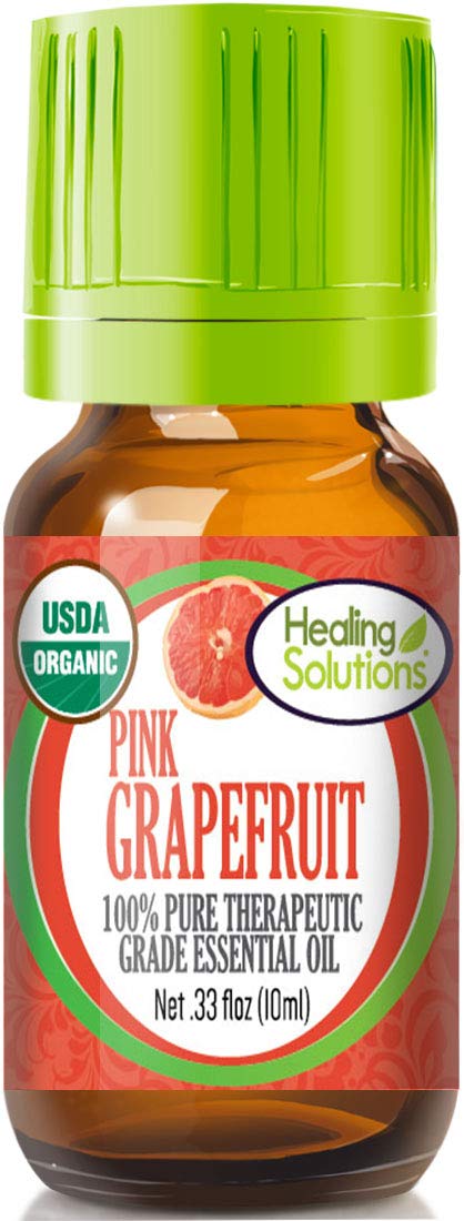 Healing Solutions Grapefruit Essential Oil - Organic Pink Grapefruit, 0.33 fl oz | Diffuser, Skin, Hair, Aromatherapy