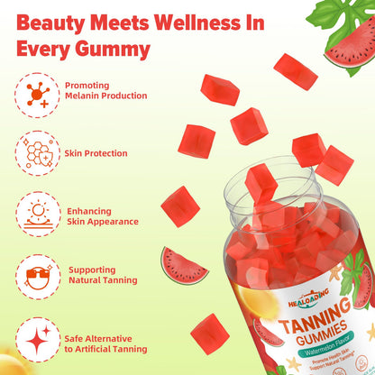 HEALOADING Tanning Gummies - Bronzing Supplement with Astaxanthin, Lycopene & Beta Carotene | Vegan & Non-GMO (30-Day)