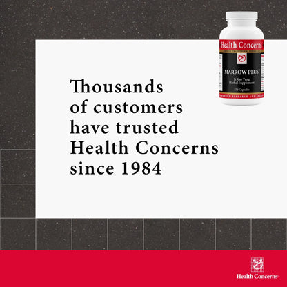 Health Concerns Marrow Plus – Chinese Herbal Formula for Anemia, Bone Marrow & Circulation – 270 Capsules