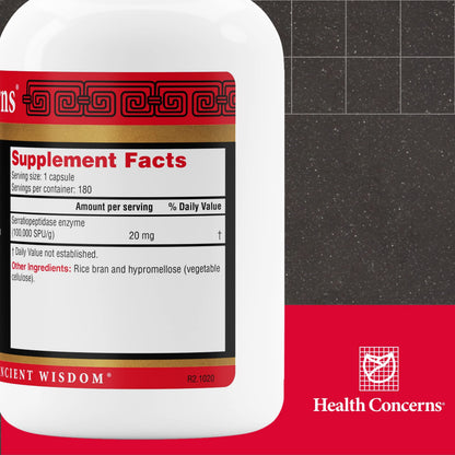 Health Concerns Serramend – Immune Defense Support Supplement – Serrapeptase Proteolytic Enzyme – Blood Circulation – Chinese Herbal Supplement for Men & Women – 180 Capsules