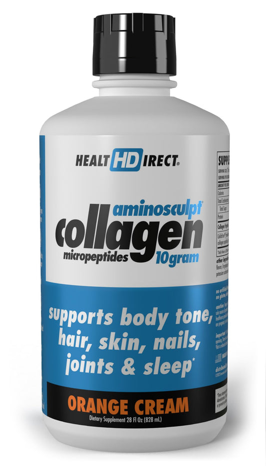 HEALTH DIRECT – AminoSculpt Liquid Collagen Micropeptides – 28 FL Oz – 28 Servings – 10 Grams of Premium Medical-Grade Liquid Collagen for Women – Orange Cream