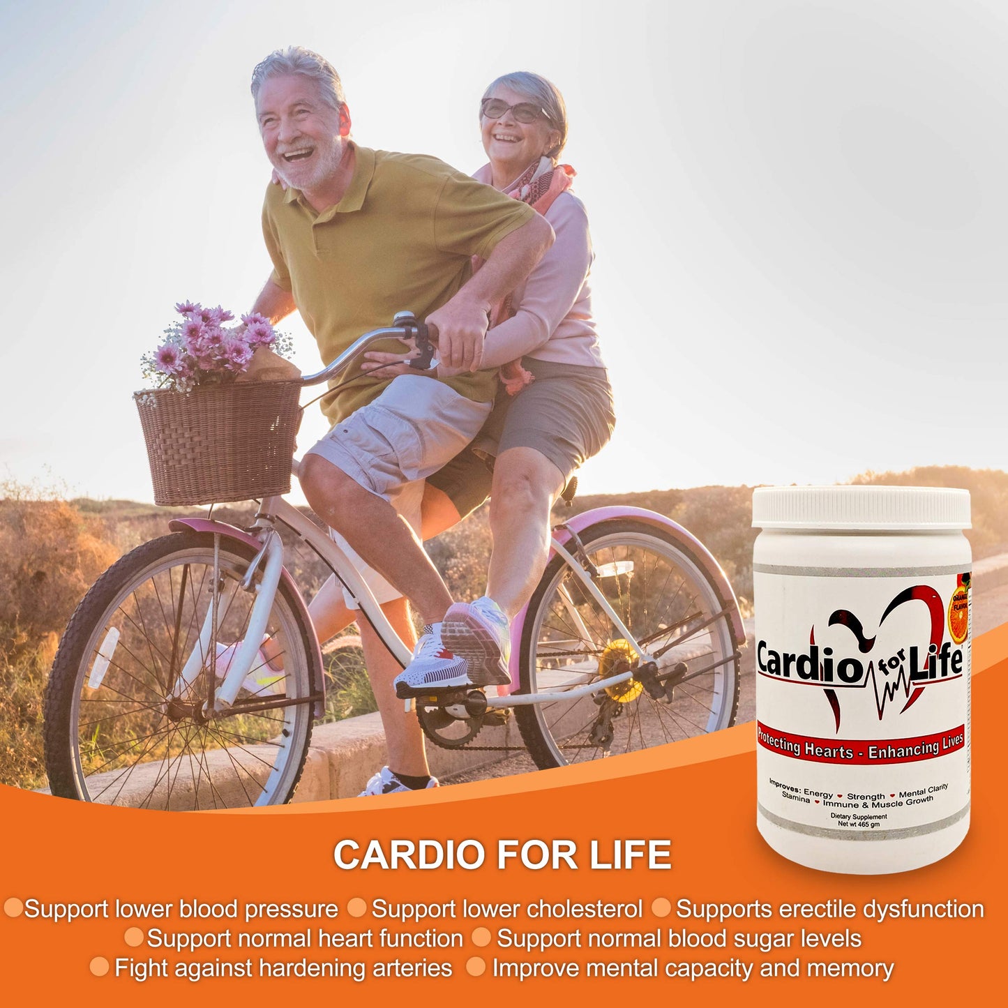 Health Guardian Cardio for Life L-Arginine Powder 16oz – Natural NO Support (Orange)