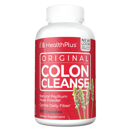 Health Plus Colon Cleanse Digestive Support | All Natural Daily Fiber for Toxin Elimination | Reduce Bloating | Supports Heart Health | 200 Capsules