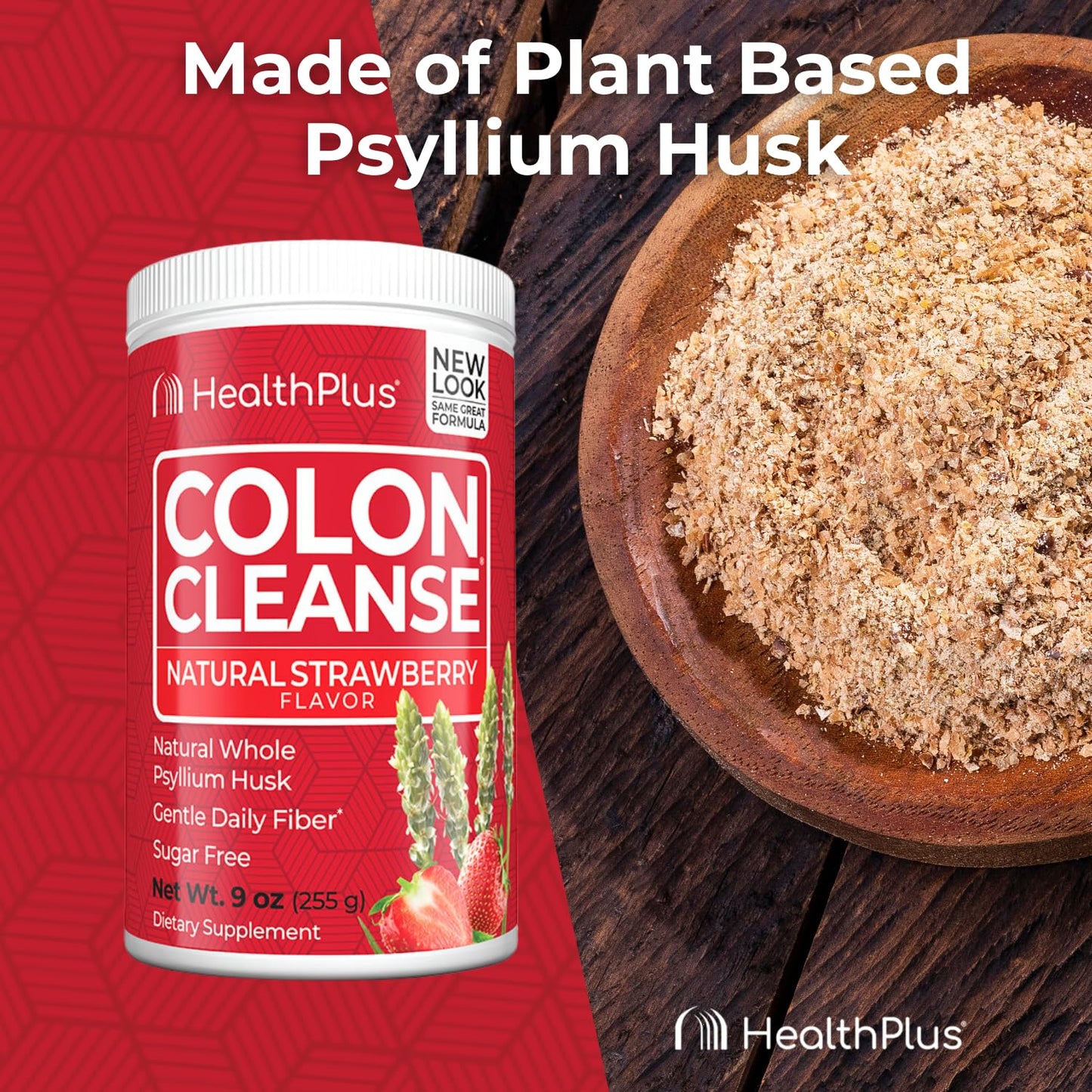 Health Plus Colon Cleanse - Psyllium Husk, Strawberry, 9 oz, 36 Servings