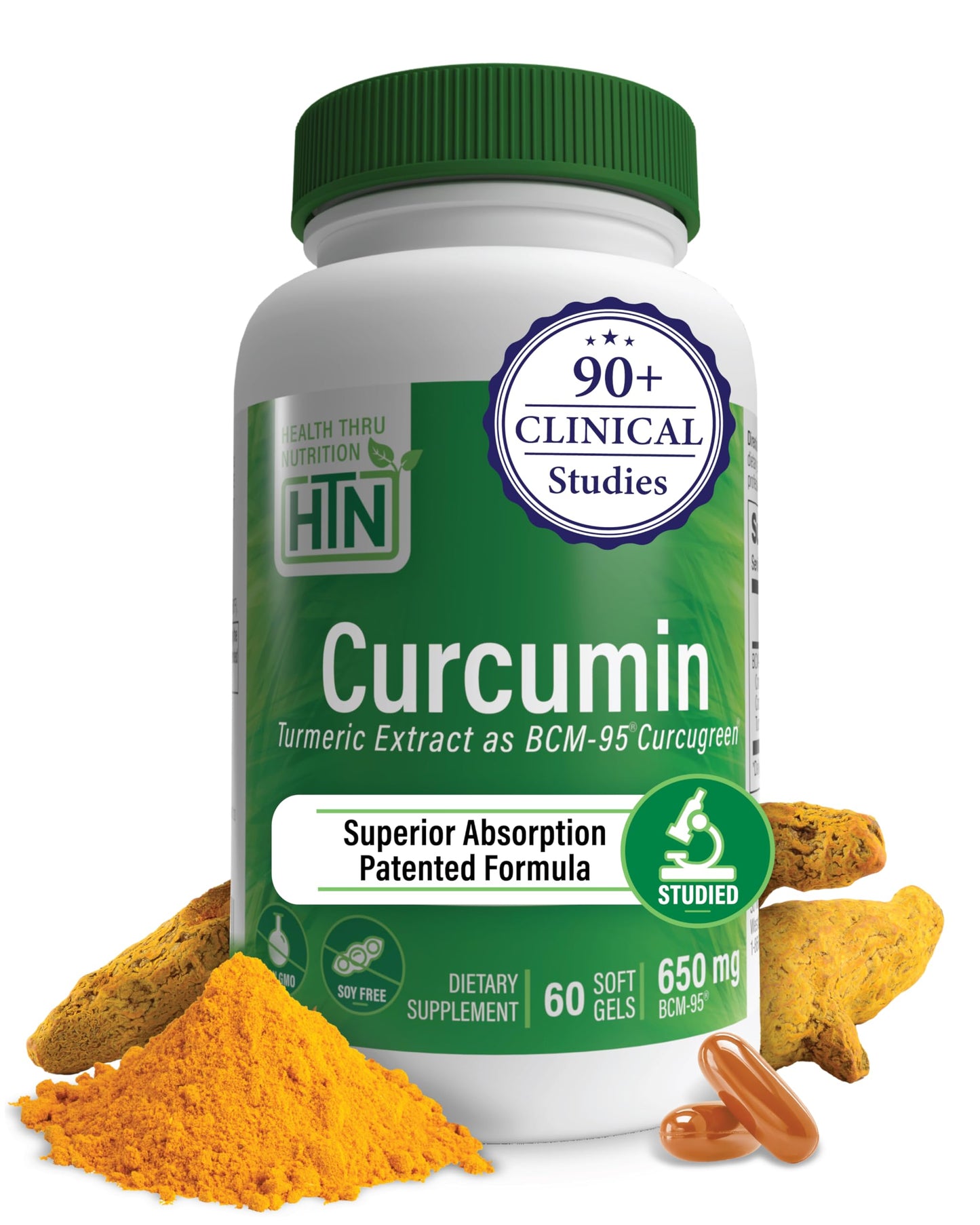 Health Thru Nutrition Curcumin 650mg BCM-95 Curcugreen | High Absorption Turmeric