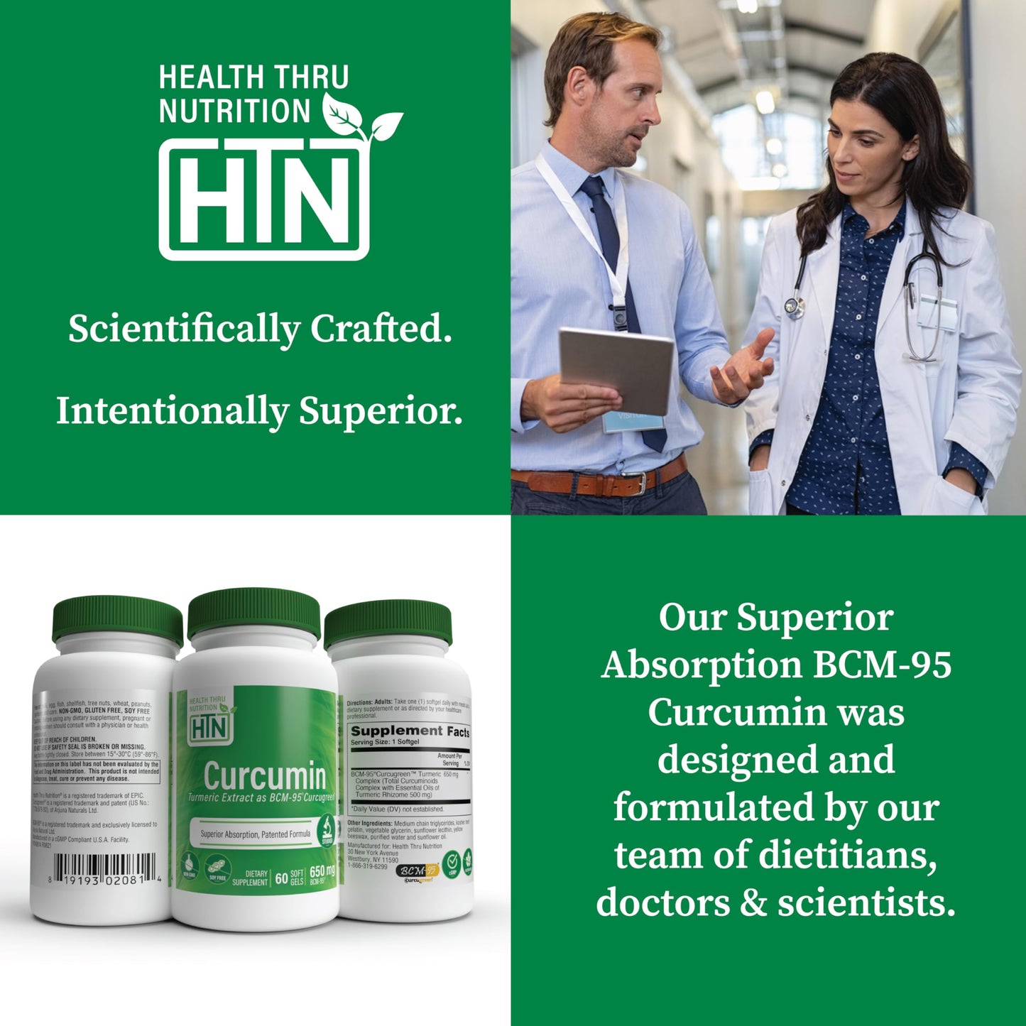 Health Thru Nutrition Curcumin 650mg BCM-95 Curcugreen | High Absorption Turmeric