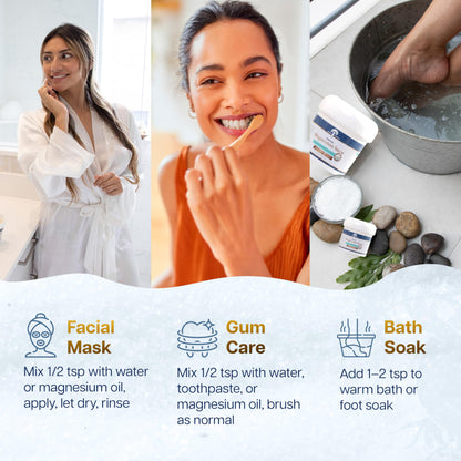 Health and Wisdom Magnesium Snow - Fine Magnesium Carbonate Powder for Skin & Oral Care | 2.65 oz