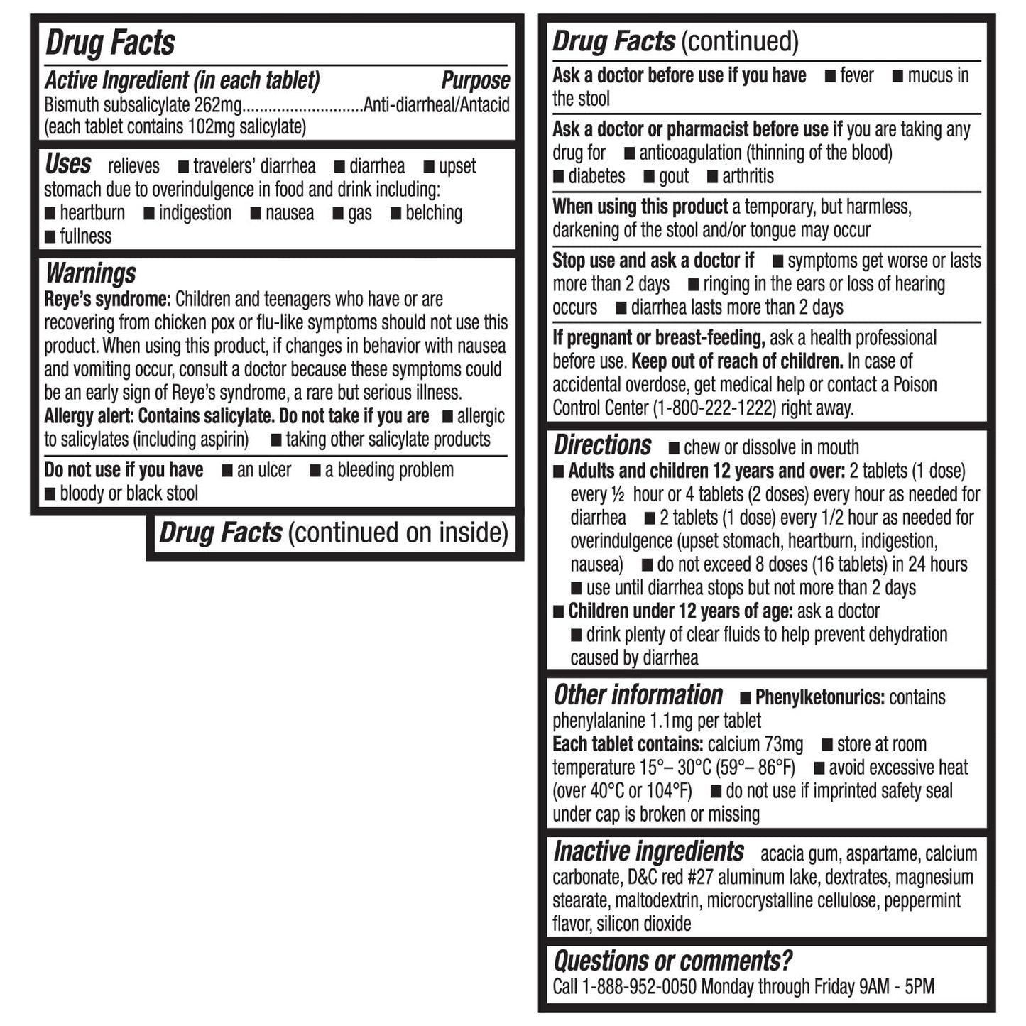 HealthA2Z Bismuth Subsalicylate 262mg | Multi-Symptom Digestive Support | 50 Count (Pack of 2)